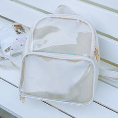 Transparent Student Bags Versatile Leather Backpack Women Travel Bag