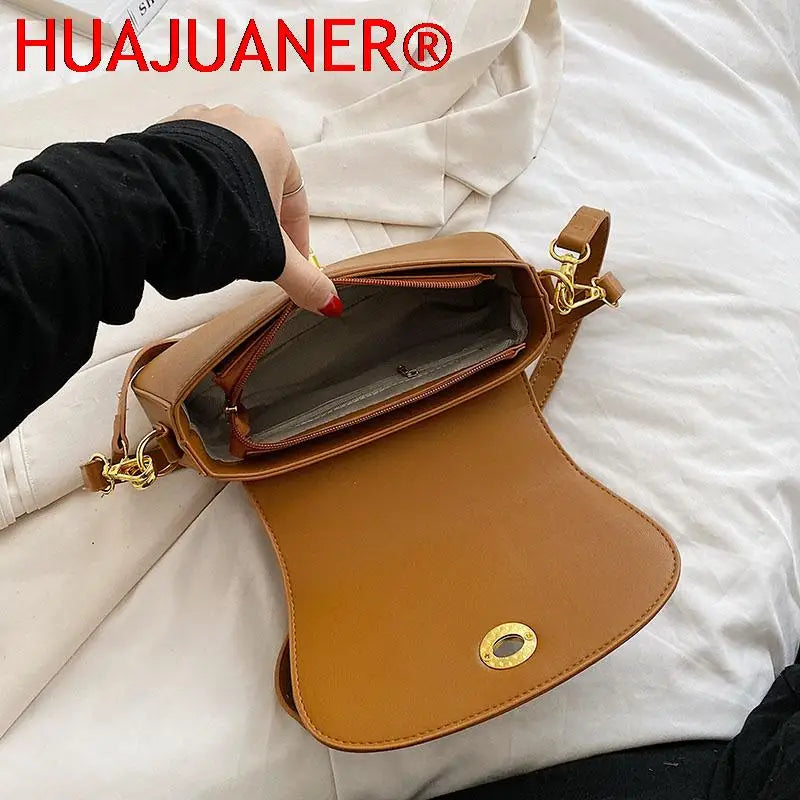 Solid Leather Crossbody Bags For Women Ladies Messenger Bag Small Shoulder Bags