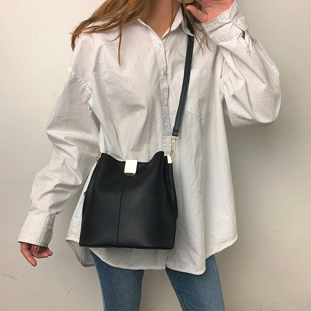 Vintage Women Bucket Bag Retro Shoulder Crossbody Tote Female