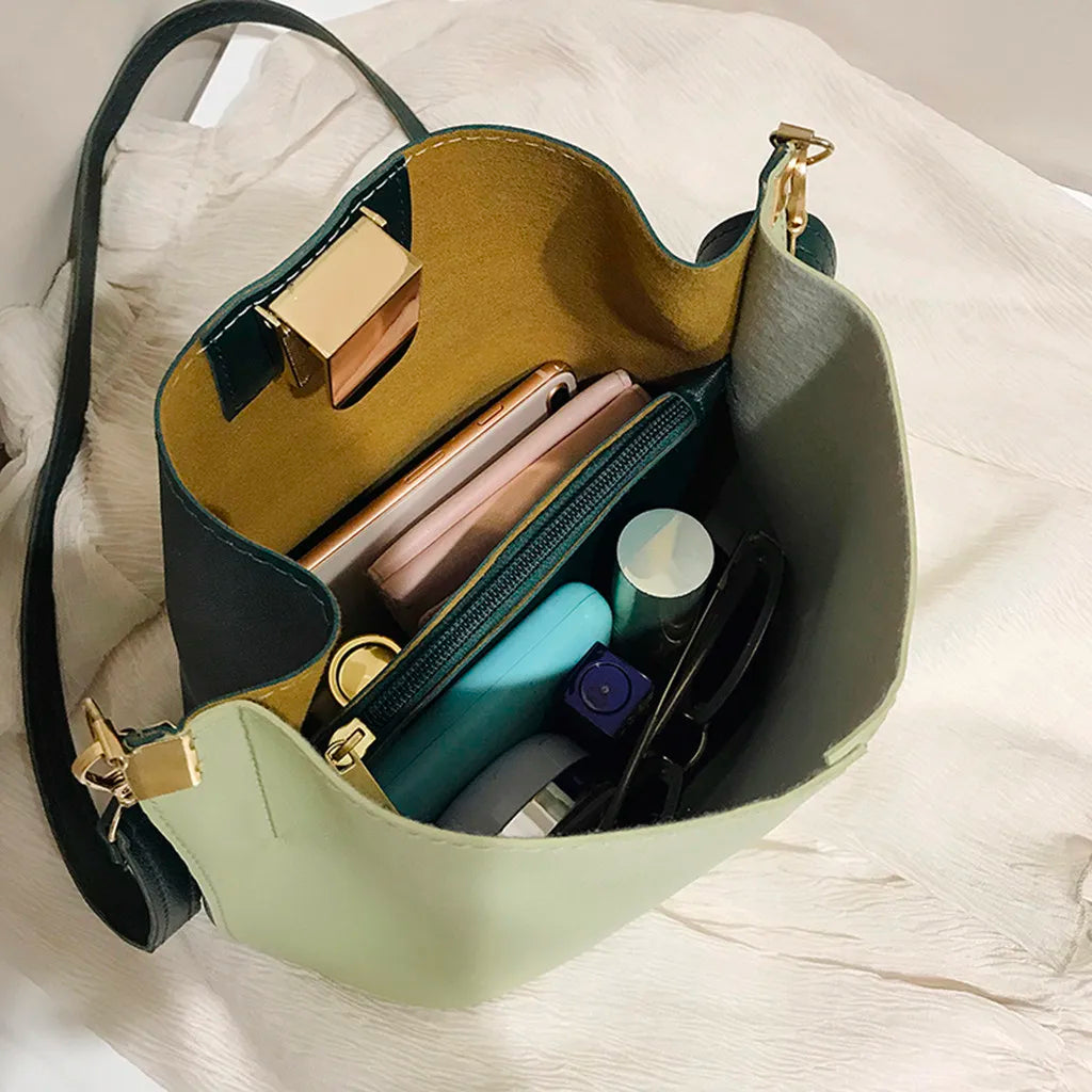 Vintage Women Bucket Bag Retro Shoulder Crossbody Tote Female
