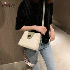 Vintage Women's Bucket Bag Wide Shoulder Strap Retro Crossbody Tote