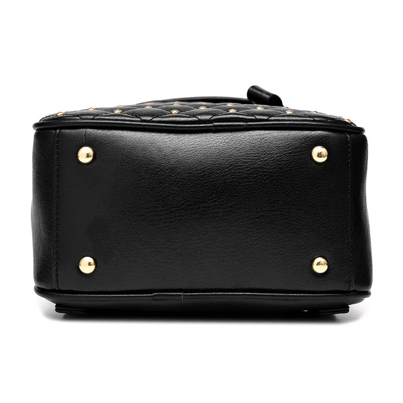 Women Bead PU Leather Backpack for Teenage Girls School