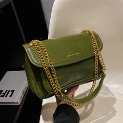 Retro Lady Chain Shoulder Bags Brown Green Red Crossbody Bags