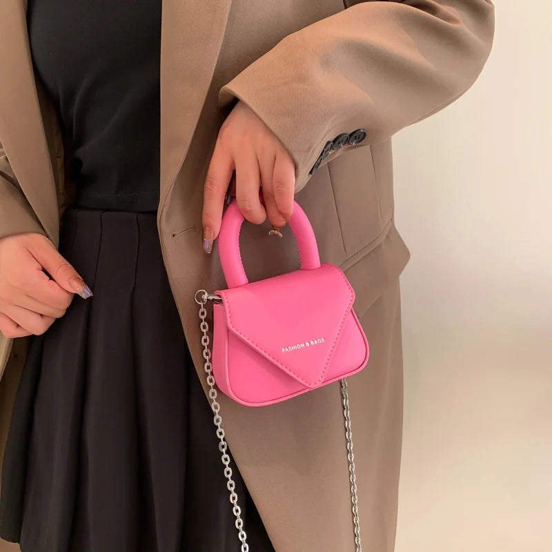 Women Pink Orange Mini Handbag Lipstick Bags Clutch Small Totes