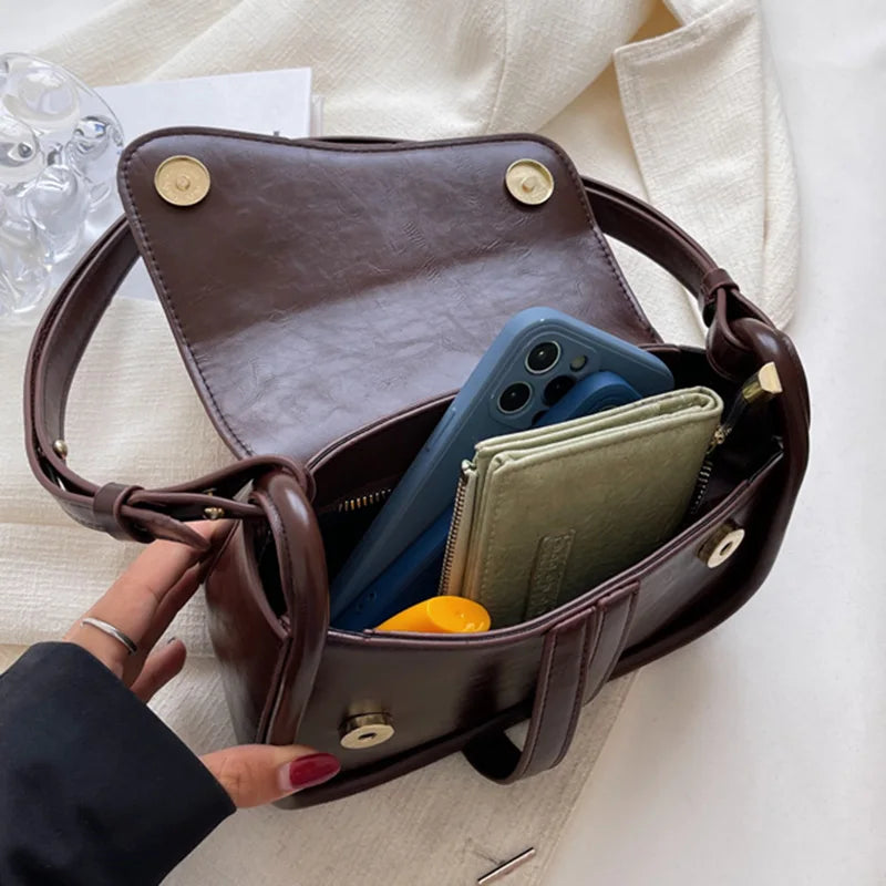 Women Red Brown Saddle Bags Armpit Bags Crossbody Bags Clutch