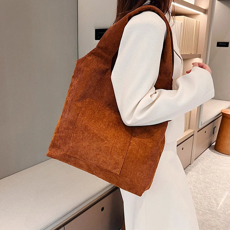 Velvet Canvas Shoulder Bag Women Handbag Tote Beach Bag