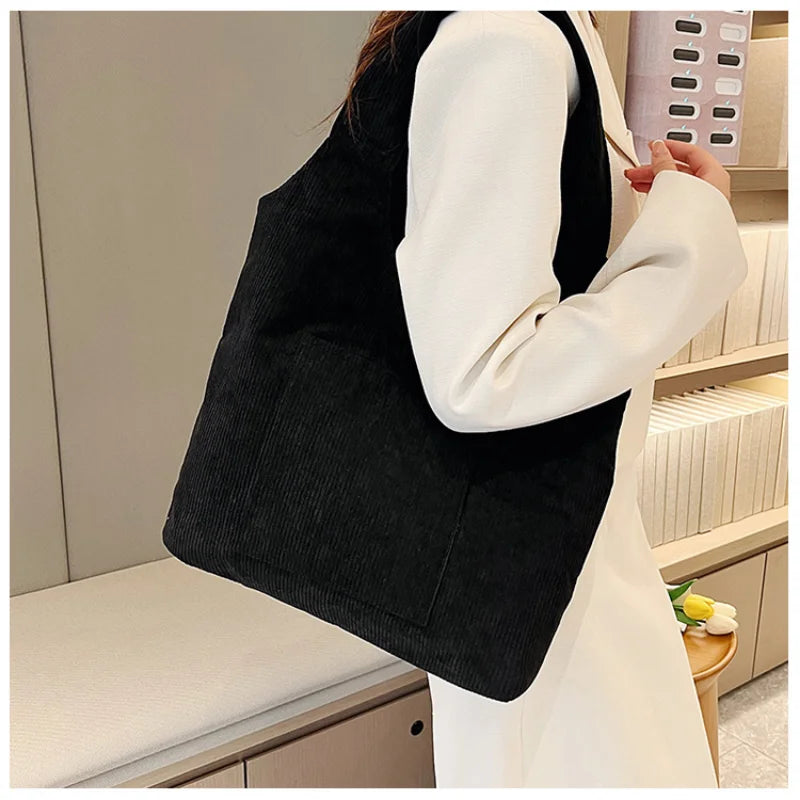Velvet Canvas Shoulder Bag Women Handbag Tote Beach Bag