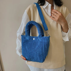 Corduroy Crossbody Bag Women Winter Bucket Handbag Small
