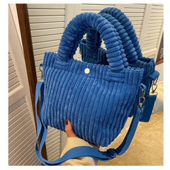 Corduroy Crossbody Bag Women Winter Bucket Handbag Small