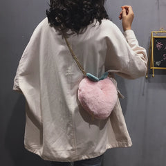 Plush Heart Women's Handbag Chain Shoulder Messenger bag