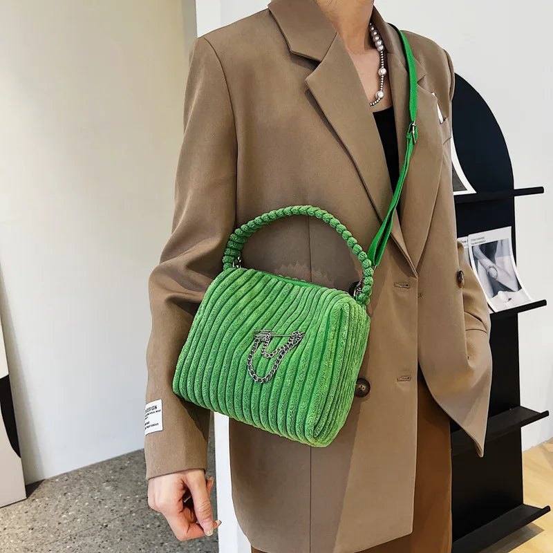 Women's Corduroy Shoulder Bag Casual Purse