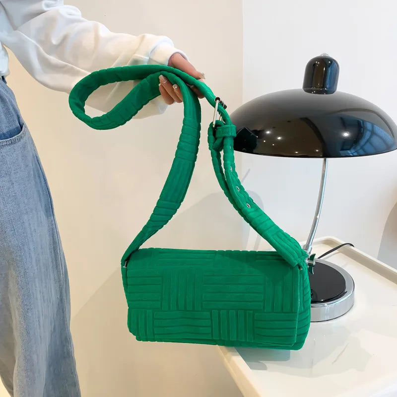 Women's Striped Shoulder Bag Soft Solid Cloud Quilted Underarm Bag