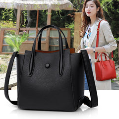 Fashionable Girls Handbags Bucket Shoulder Bags Multi-Zipper PU Leather