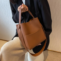 Women Shoulder Bags PU Leather Casual Bucket High Capacity Multi-function