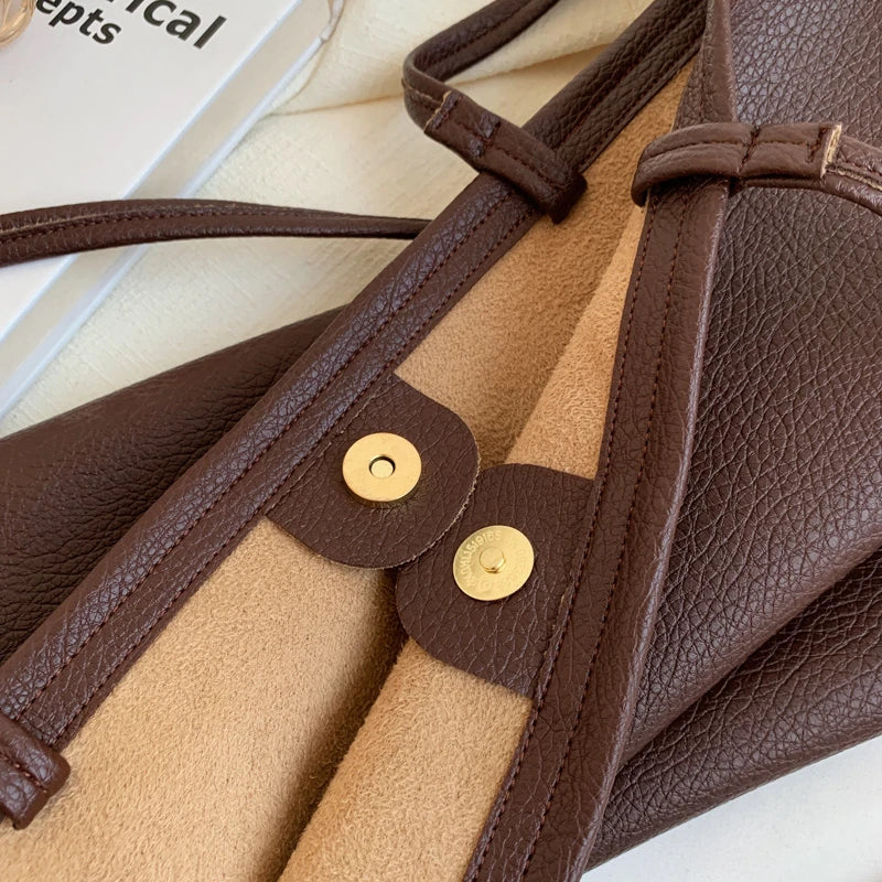 Fashionable Shoulder Bags Big Pockets Leisure Daily Casual Multi-function PU Lea