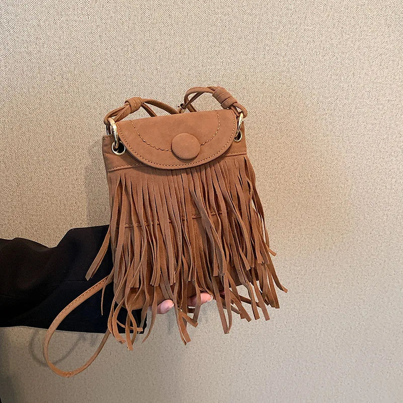 Fashionable Tassels Women Bags PU Leather Handbag Large Capacity Crossbody