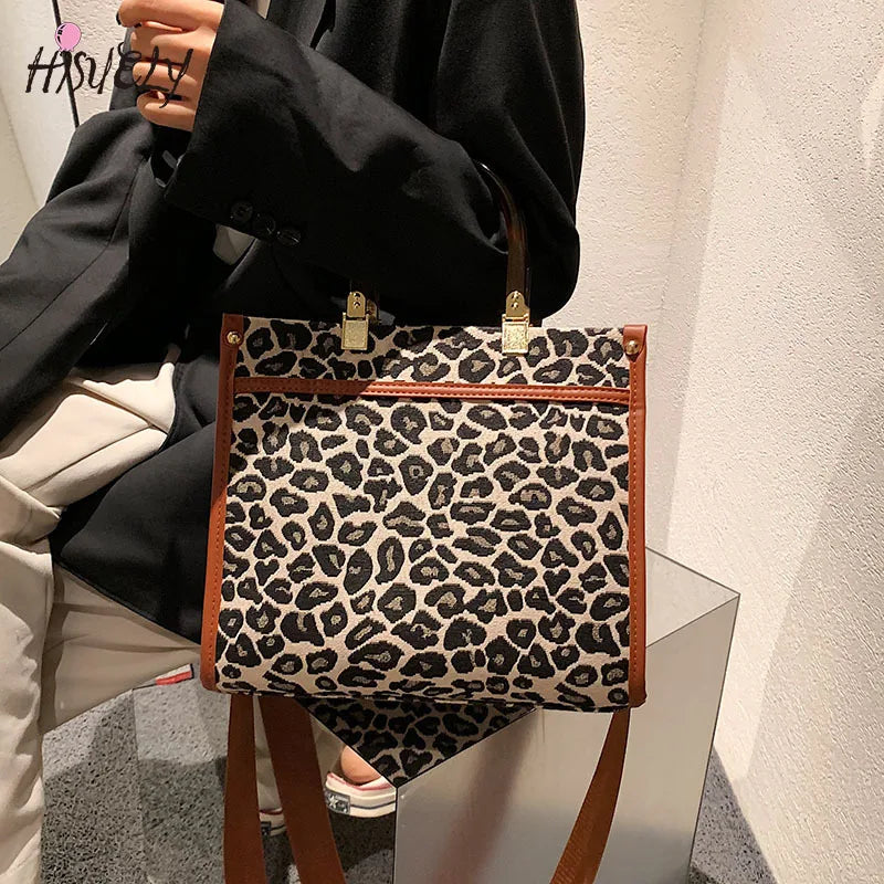 Leopard Pattern PU Leather Shoulder Bag for Women
