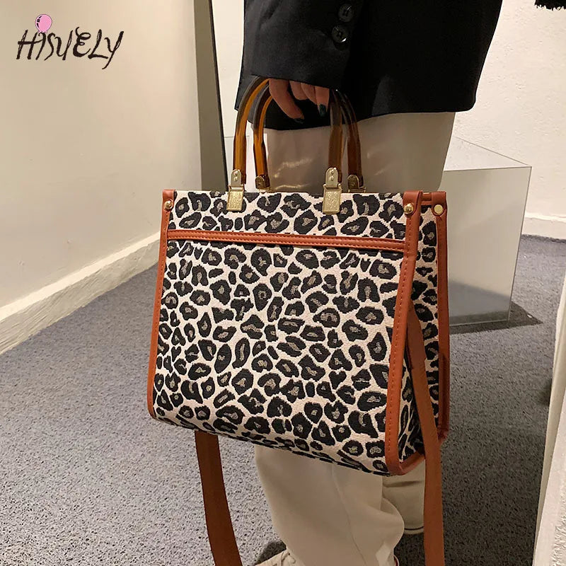Leopard Pattern PU Leather Shoulder Bag for Women