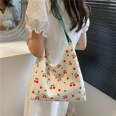 Stylish Canvas Shoulder Bag Large Capacity Shopping Tote for Women