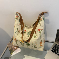Stylish Canvas Shoulder Bag Large Capacity Shopping Tote for Women