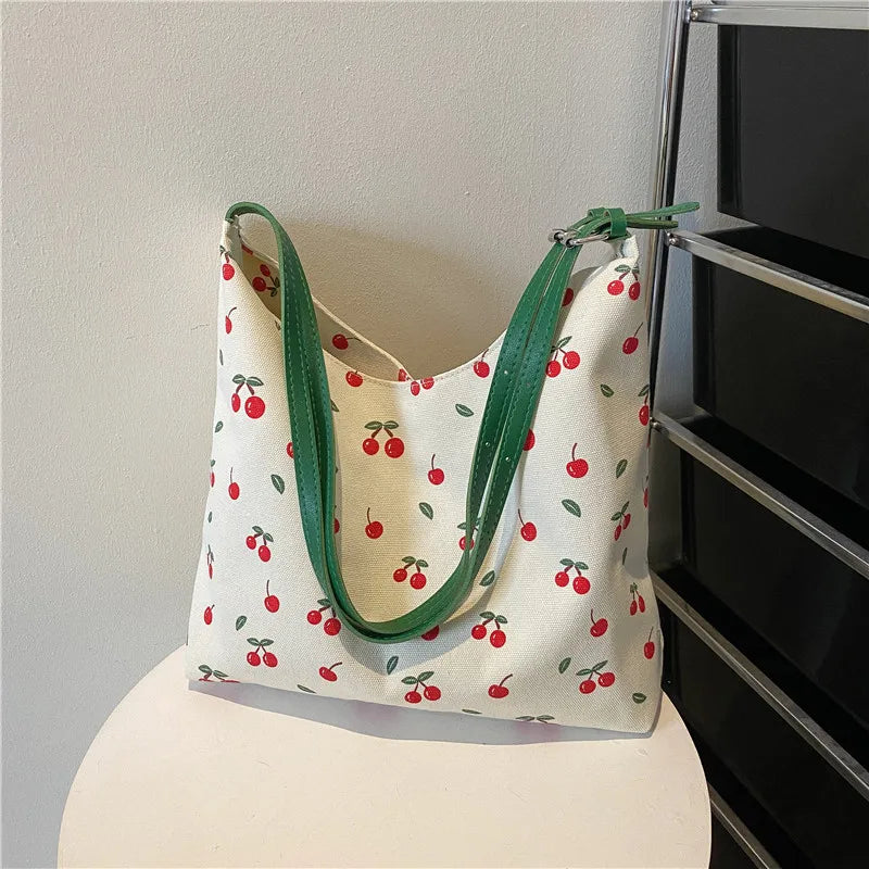 Stylish Canvas Shoulder Bag Large Capacity Shopping Tote for Women