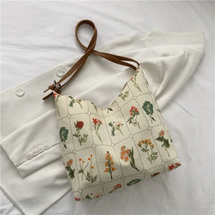 Stylish Canvas Shoulder Bag Large Capacity Shopping Tote for Women