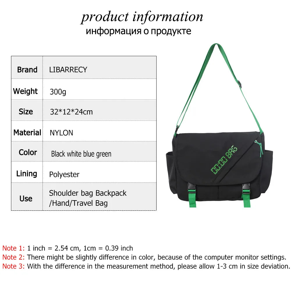 Canvas Teenager Shoulder Bag Casual Women Men Crossbody Purse