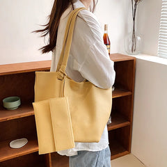 Women Casual Tote Bags PU Leather Shoulder Large Capacity Crossbody Soft Handbag