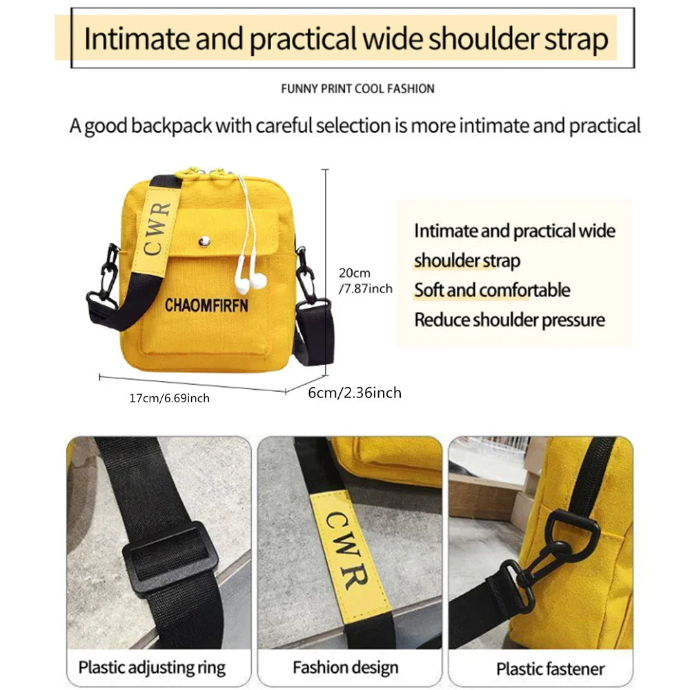 Canvas Shoulder Bag Women Crossbody Purse Organizer Zipper Fanny Pack