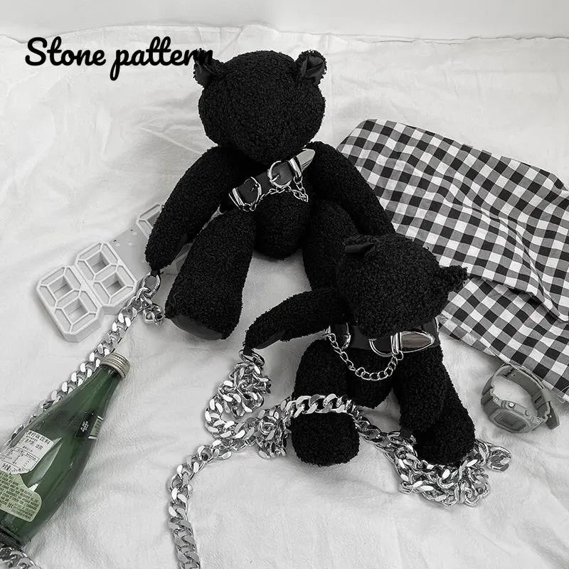 Gothic Crossbody Bag Doll Bear Shape Shoulder Bag Coin Purse Female Wallet