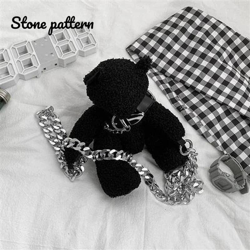 Gothic Crossbody Bag Doll Bear Shape Shoulder Bag Coin Purse Female Wallet