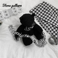 Gothic Crossbody Bag Doll Bear Shape Shoulder Bag Coin Purse Female Wallet