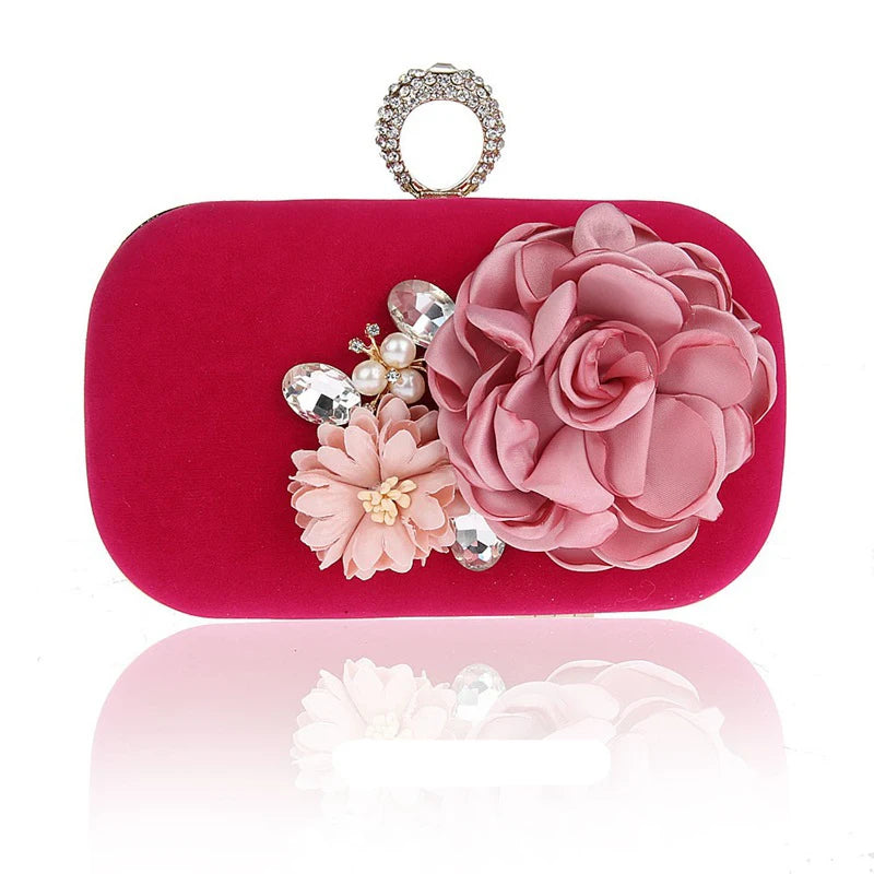 Lady Flowers Dinner Bag Clutch Evening Bridal Wedding Party Bags WY120