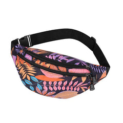 Leaf Printed Waist Bag Large Capacity Fanny Pack Men's Belt Women Casual Canvas
