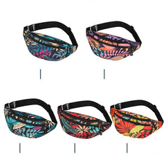 Leaf Printed Waist Bag Large Capacity Fanny Pack Men's Belt Women Casual Canvas