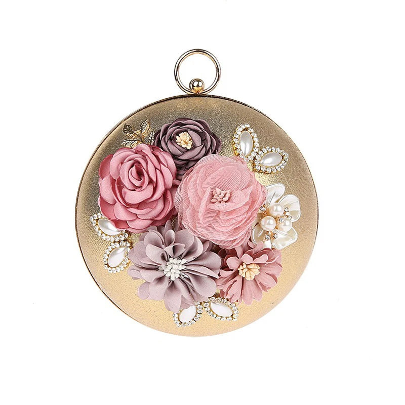 Mini Round Flowers Evening Clutch Bag for Women WY123