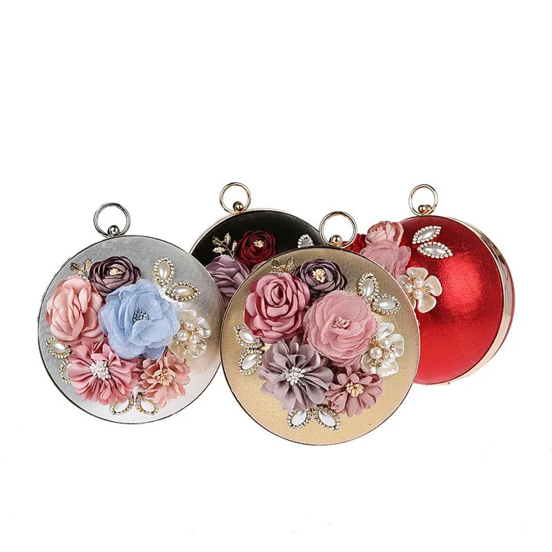 Mini Round Flowers Evening Clutch Bag for Women WY123