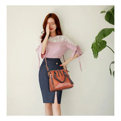 High Capacity Women Casual Pu Leather Mother-in-law Bag Set