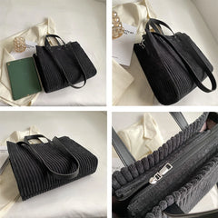 Corduroy Tote Bag Large Capacity Shoulder Crossbody Bags for Women