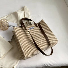 Corduroy Tote Bag Large Capacity Shoulder Crossbody Bags for Women