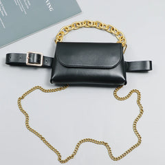 PU Waist Pack Women Leather Belt Phone Purse Bag Chain Messenger Handbag