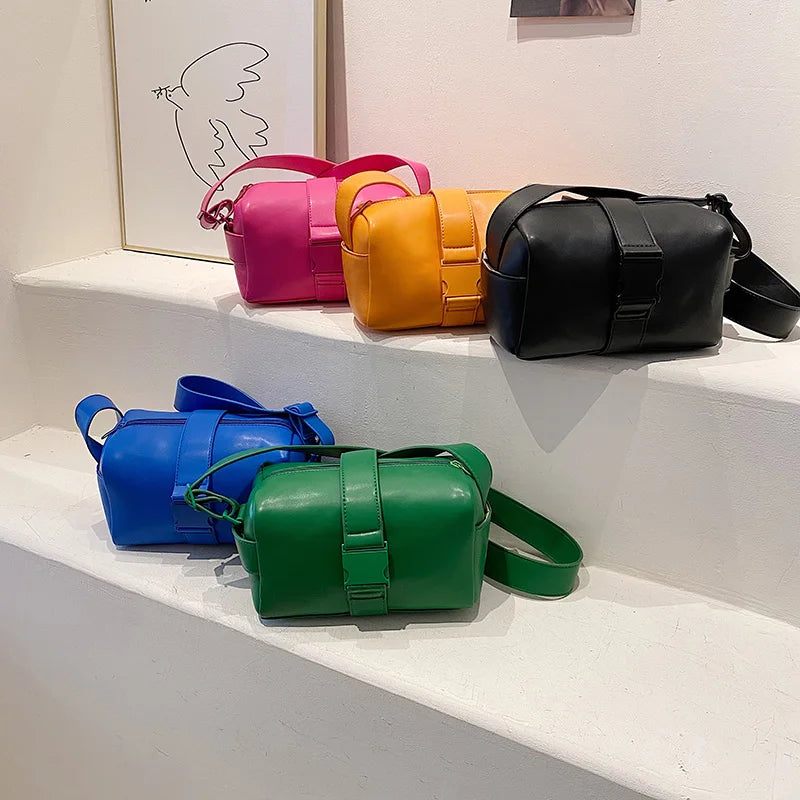 High Rose Red Crossbody Bag Tote Barrel Shaped Bag For Women