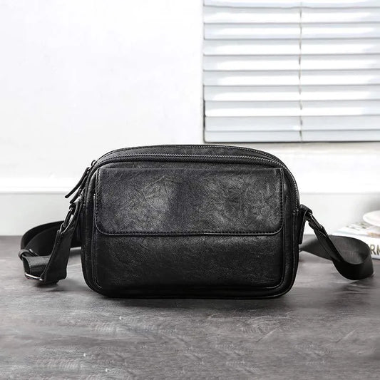 Men's Casual Messenger Bag PU Leather Small Crossbody Shoulder Bags