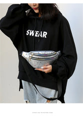 Holographic Waist Bag Fanny Pack Geometric Outdoor Travel Female Belt Bag