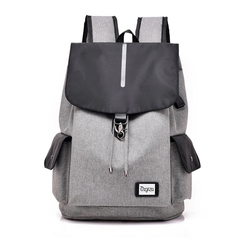 Men's USB Charging Backpack Laptop Bags Nylon Preppy School Bag Travel