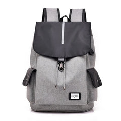 Men's USB Charging Backpack Laptop Bags Nylon Preppy School Bag Travel