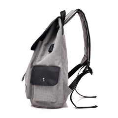 Men's USB Charging Backpack Laptop Bags Nylon Preppy School Bag Travel