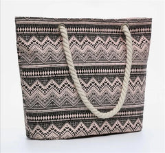 Printed Flowers Canvas Handbags Casual Shoulder Bags Large Size Beach Bags
