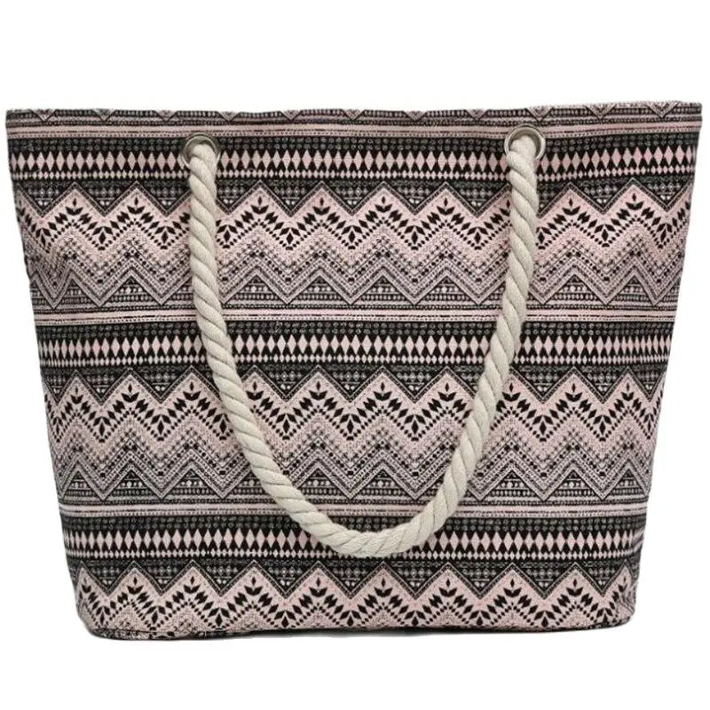Printed Flowers Canvas Handbags Casual Shoulder Bags Large Size Beach Bags