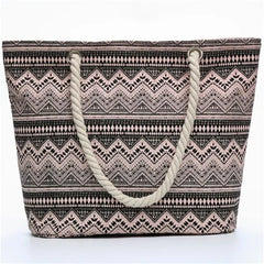 Printed Flowers Canvas Handbags Casual Shoulder Bags Large Size Beach Bags